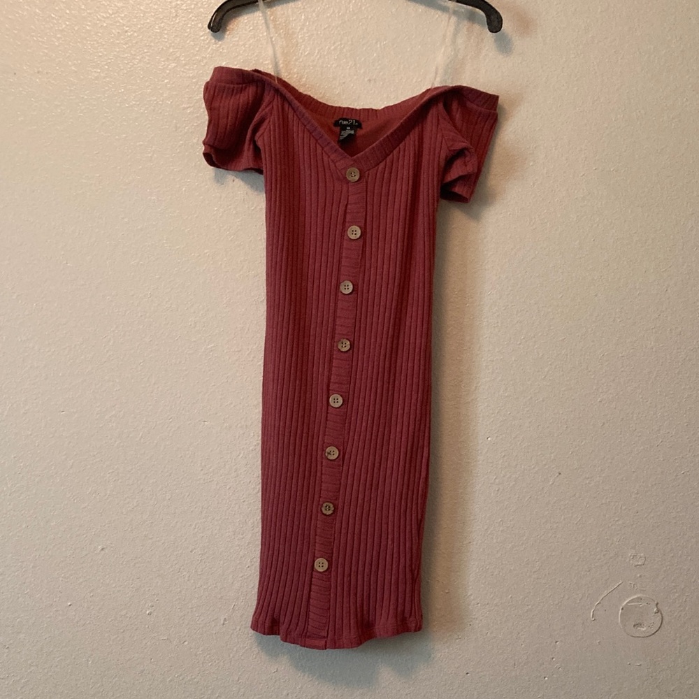 Elegant Off-Shoulder Button-Down Dress